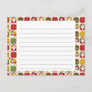 Tarjeta de recetas de temporada de vacaciones