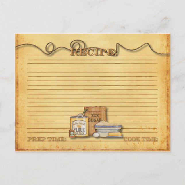tarjeta de recetas de tiempo antiguo (Anverso)