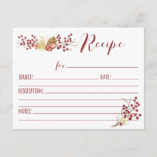 Tarjeta de recetas de vacaciones Berry & Bells par