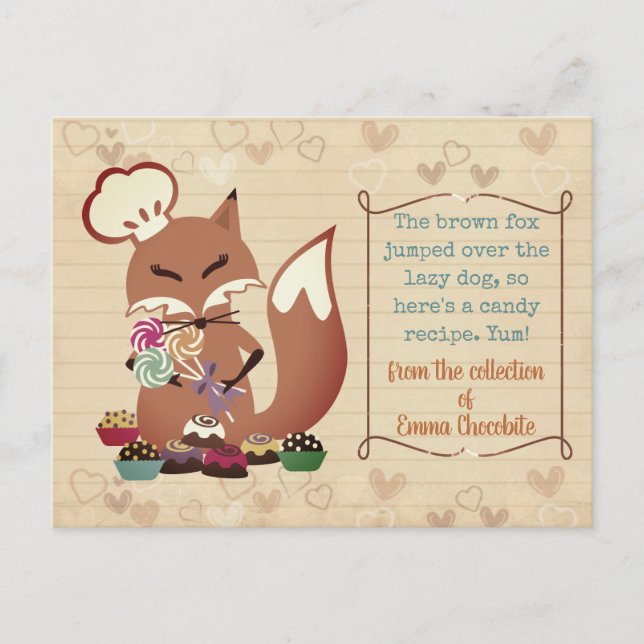 Tarjeta de recetas del libro de cocina del chef Fo (Anverso)