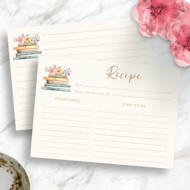 Tarjeta de recetas del tema del libro (Book Theme Recipe Card
)