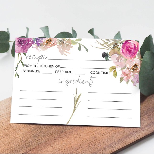 Tarjeta de recetas Dusty Púrpura Púrpura Boda Flor (Subido por el creador)