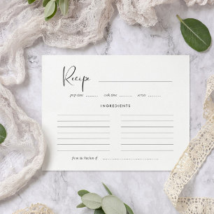 Tarjeta de recetas elegante y moderna en blanco y