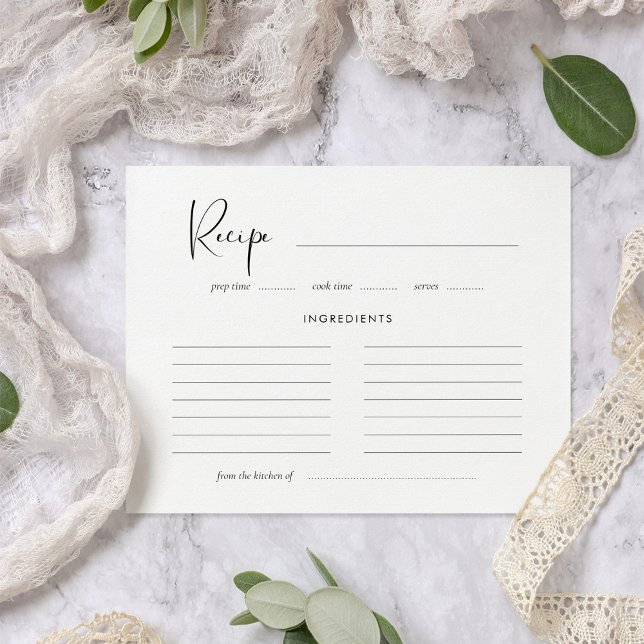 Tarjeta de recetas elegante y moderna en blanco y  (Subido por el creador)