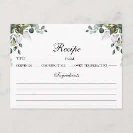 Tarjeta de recetas Eucalyptus Watercolor