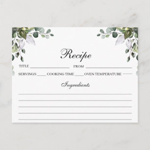 Tarjeta de recetas Eucalyptus Watercolor