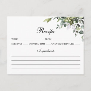 Tarjeta de recetas Eucalyptus Watercolor