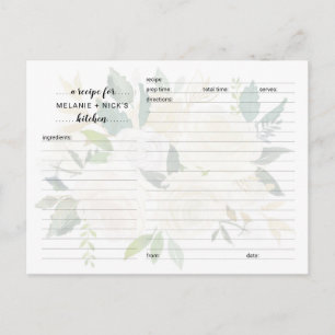 Tarjeta de recetas Floral Blanca Bridal Shower
