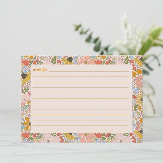 Tarjeta de recetas Floral Bridal Shower (Anverso de pie)