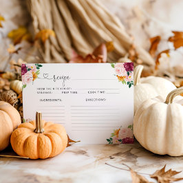Tarjeta de recetas floral burgundy fall