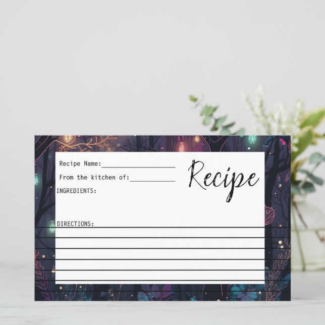 Tarjeta de recetas Floral Fantasy Art (Anverso de pie)