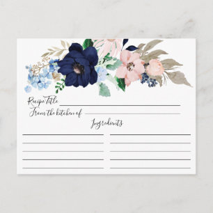 Tarjeta de recetas florales de Marina y Rubor
