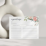 Tarjeta de recetas florales de verano medio<br><div class="desc">Tarjeta de receta floral color agua rosa y verde sabio de Rubor que coincide con nuestras elegantes invitaciones a la ducha con flores de verano.</div>
