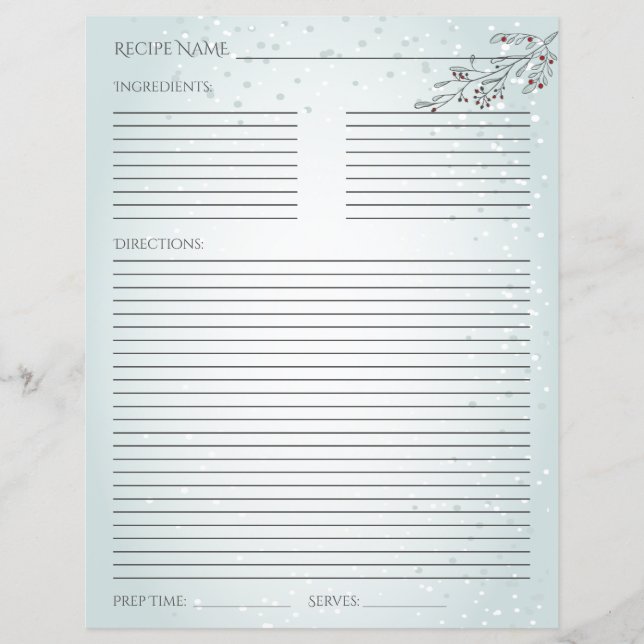 Tarjeta de recetas Foliage and Berries para navida (Anverso)