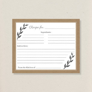 Tarjeta de recetas Kraft & Rustic Bridal Shower