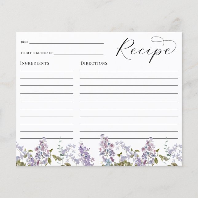 Tarjeta de recetas Lavender and Lilacs (Anverso)
