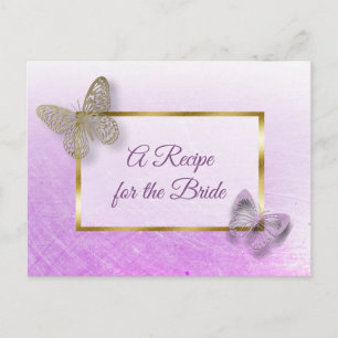 Tarjeta de recetas para boda de mariposas de lavan