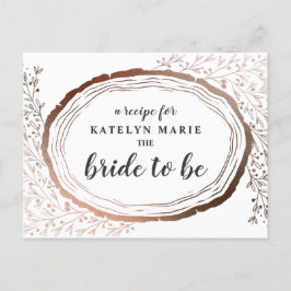 Tarjeta de recetas para la novia de cobre de la re