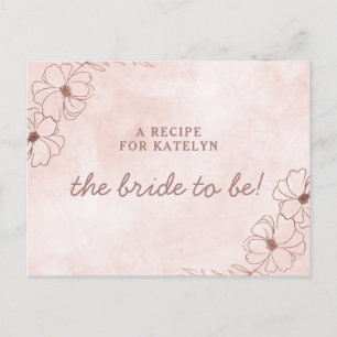 Tarjeta de recetas para la novia de oro rosa y Ros