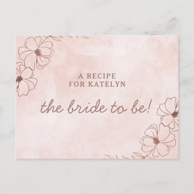 Tarjeta de recetas para la novia de oro rosa y Ros (Anverso)