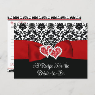Tarjeta de recetas para novias Red, Black, White L