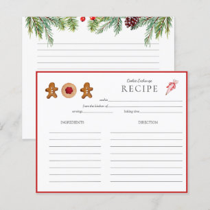 Tarjeta de recetas para panaderos Holiday Cookie E