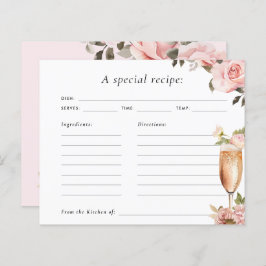 Tarjeta de recetas para Petales y Prosecco Bridal 