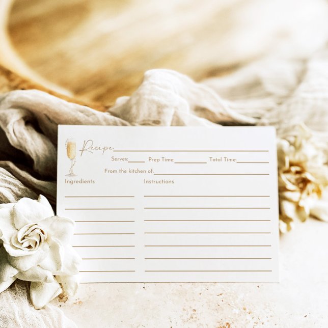 Tarjeta de recetas Pearl & Prosecco Bridal Shower (Subido por el creador)