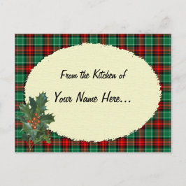 Tarjeta de recetas Red Green Holiday Holly Persona