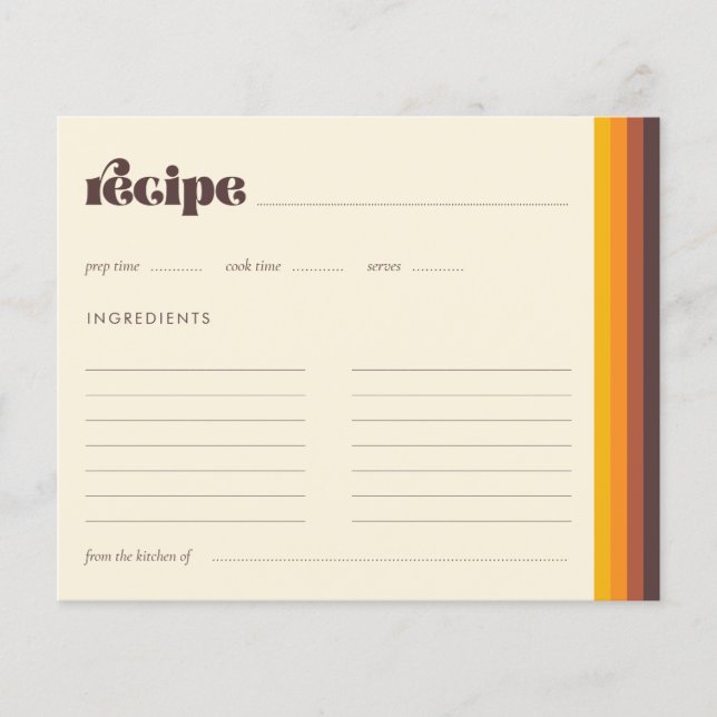 Tarjeta de recetas Retro 60s Vintage Bridal Shower (Anverso)