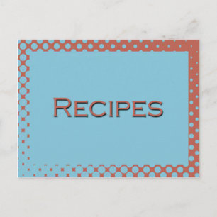 Tarjeta de recetas retro Aqua y rosa