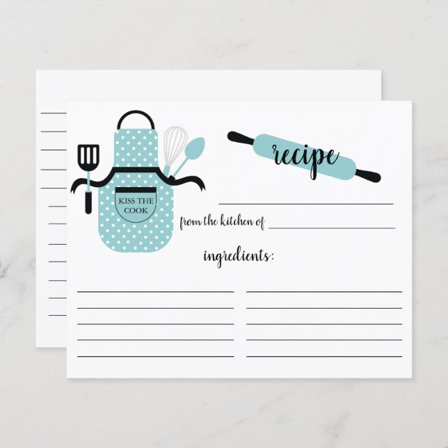 Tarjeta de recetas Retro Turquoise Apron Kitchen T (Anverso / Reverso)