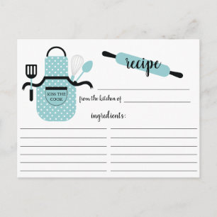 Tarjeta de recetas Retro Turquoise Apron Kitchen T