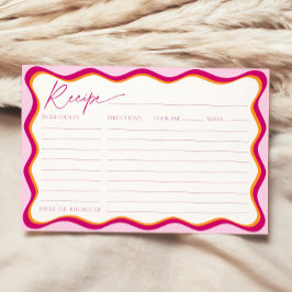 Tarjeta de recetas rosa y Naranja para ducha de no