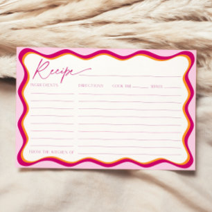 Tarjeta de recetas rosa y Naranja para ducha de no