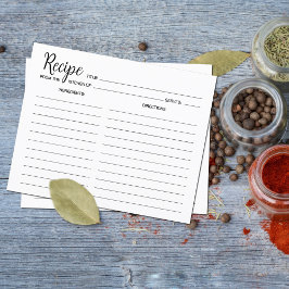 Tarjeta de recetas simple minimalista