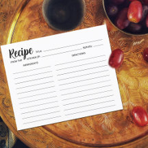 Tarjeta de recetas simple minimalista