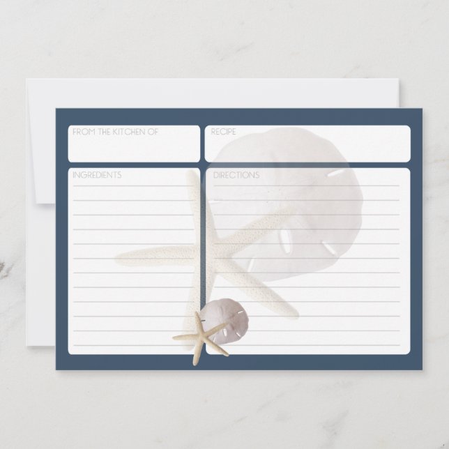 Tarjeta de recetas Starfish and Sand Dollar (Anverso)