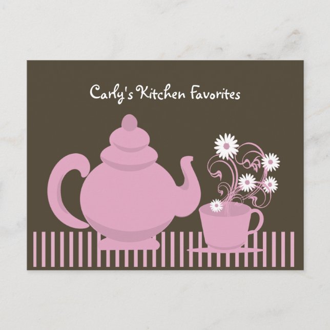 Tarjeta de recetas Teapot and Daisies (Anverso)