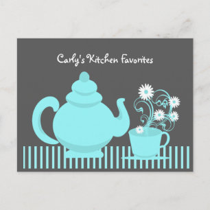 Tarjeta de recetas Teapot and Daisies