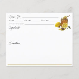 Tarjeta de recetas Watercolor Honey Lemon