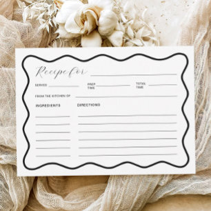 Tarjeta de recetas Wavy Black and White Bridal Sho