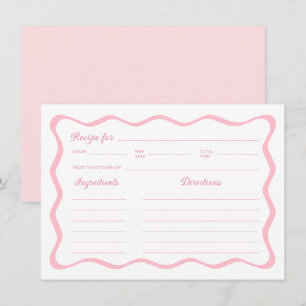 Tarjeta de recetas Wavy Pink Bridal Shower