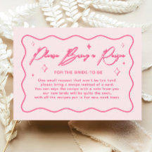 Tarjeta de recetas Wavy Pink Bridal Shower