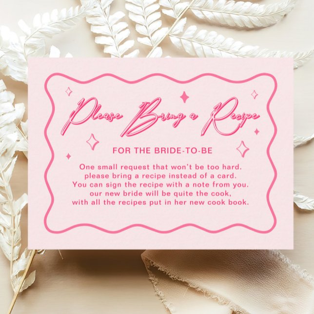 Tarjeta de recetas Wavy Pink Bridal Shower (Subido por el creador)