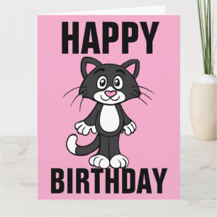 TARJETA DE RECIBIMIENTO CUTE CAT ART BIRTHDAY