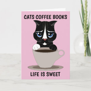 TARJETA DE RECIBIMIENTO DE ARTE DE CAFÉ CAT, TODAS