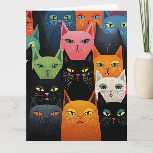 TARJETA DE RECIBIMIENTO DE CATS CAT ART BIRTHDAY (Anverso)