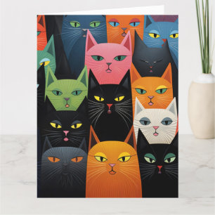 TARJETA DE RECIBIMIENTO DE CATS CAT ART BIRTHDAY