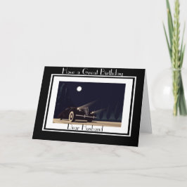 TARJETA DE RECIBIMIENTO DE COCHE DE ART DECO